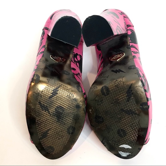 Betsey Johnson Heels Skull Pink Rare Platform - Picture 9 of 13